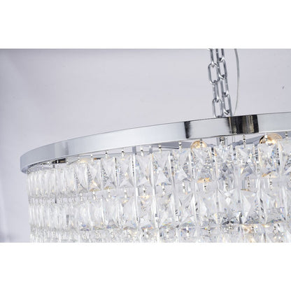 27-Light Chrome Chandelier With Clear Crystals