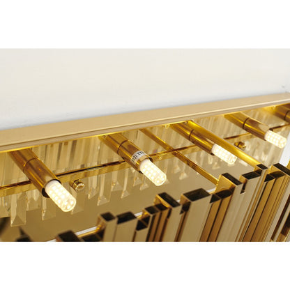 8-Light Gold Stainless Steel Wall Sconce With Crystals