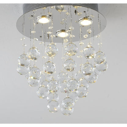 3-Light Chrome Flush Mount With Clear Crystals