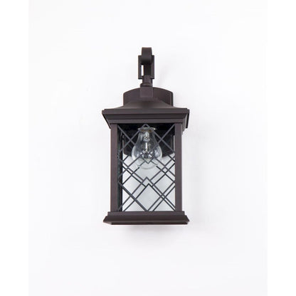1-Light Bronze Metal Outdoor Wall Sconce With A Clear Glass Shade