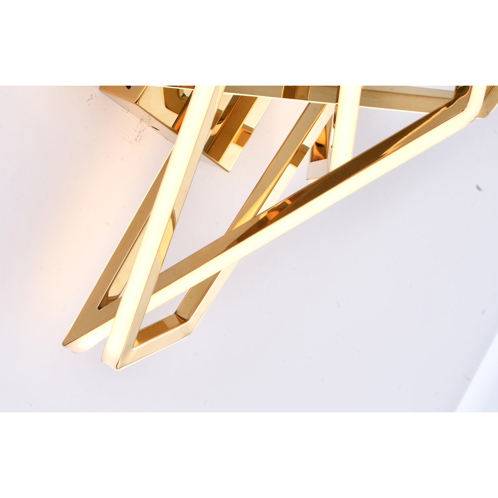 15-Light Gold Stainless Steel LED Wall Sconce With Acrylic Diffusers