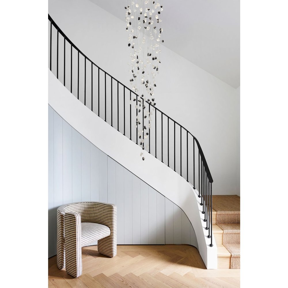 9-Light Chrome Chandelier With Clear And Amber Glass Stones