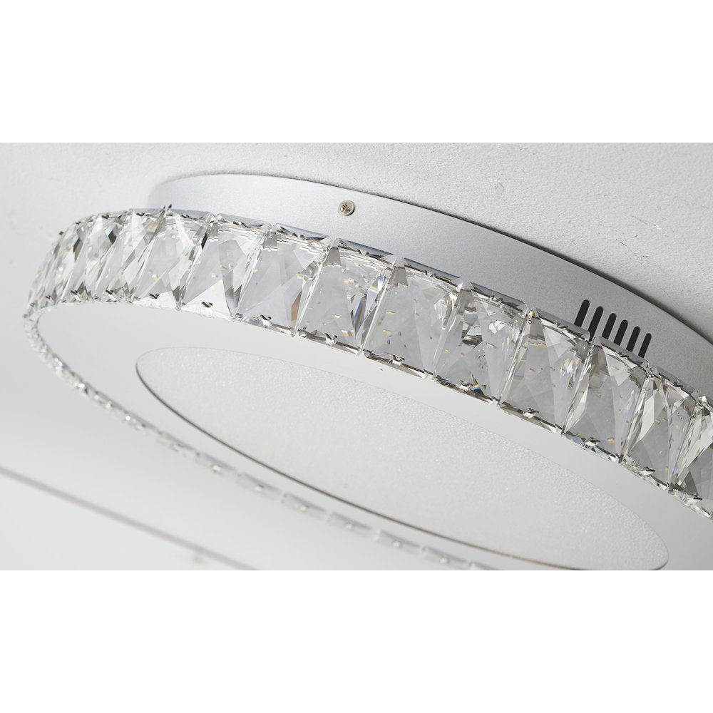 1-Light Chrome LED Chandelier With Clear Crystals