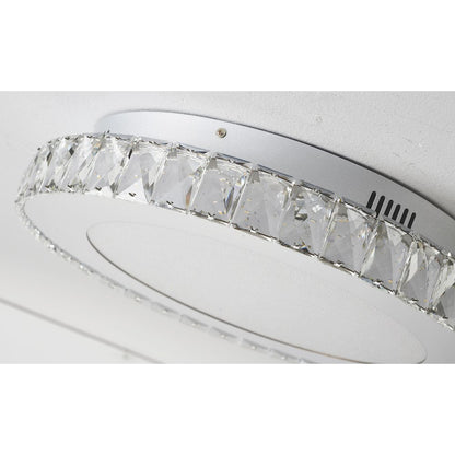 1-Light Chrome LED Chandelier With Clear Crystals