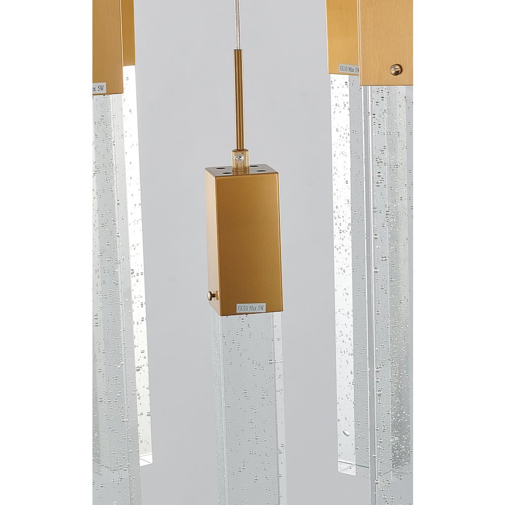 3-Light Gold Island Lighting With A Clear Bubble Crystal