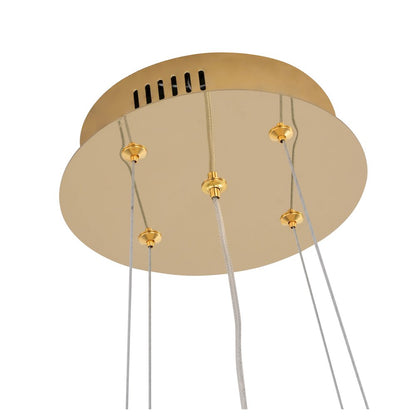 1-Light Brass LED Chandelier With A Clear Acrylic Beaded Diffuser