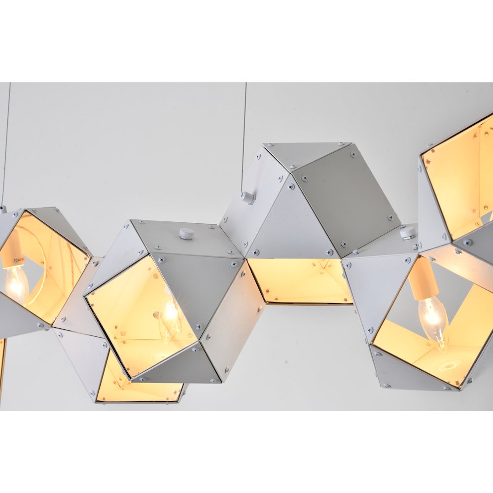 11-Light White Exterior And Interior Geometric Block Chandelier