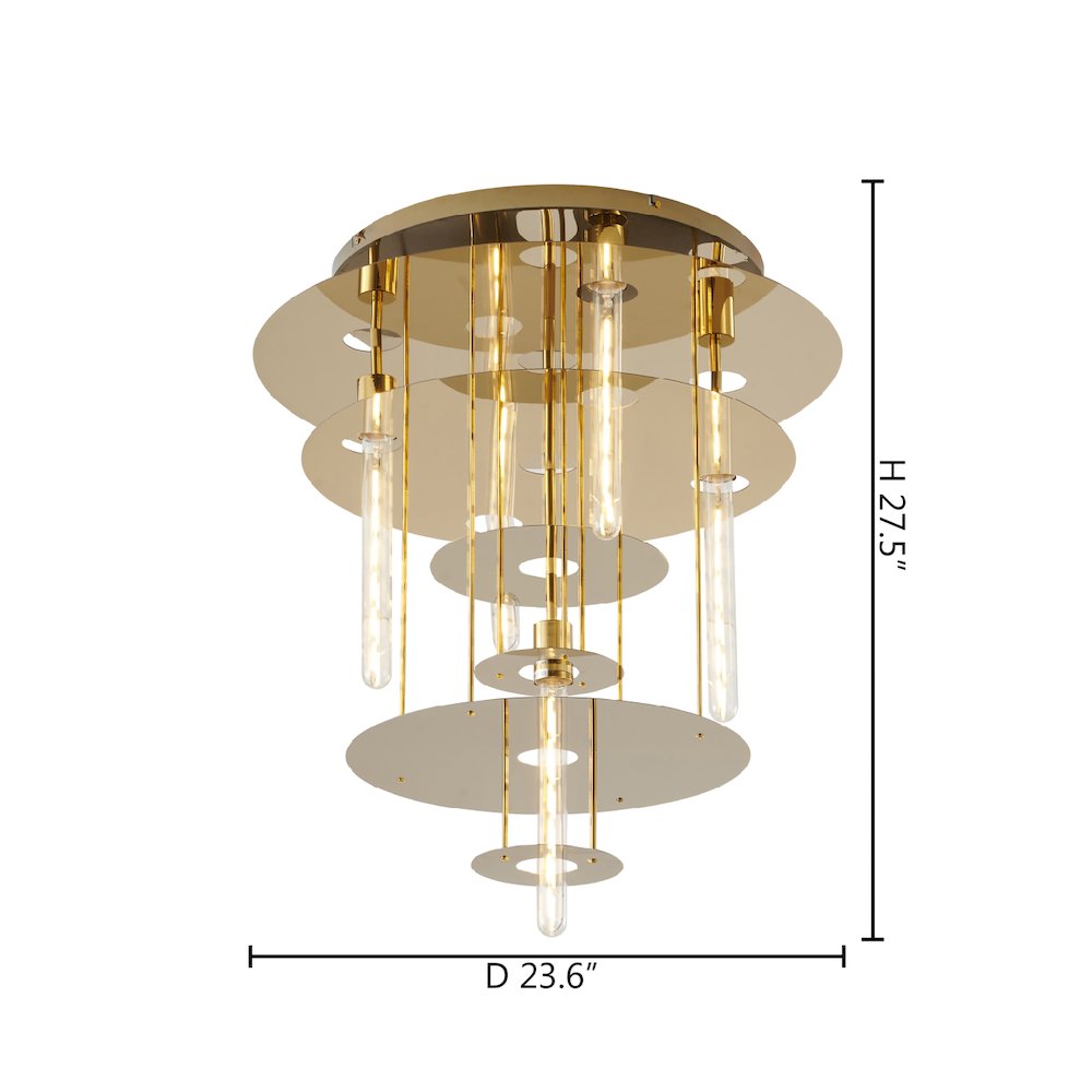 5-Light Gold Flush Mount With 4 Tier Halo