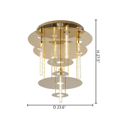 5-Light Gold Flush Mount With 4 Tier Halo