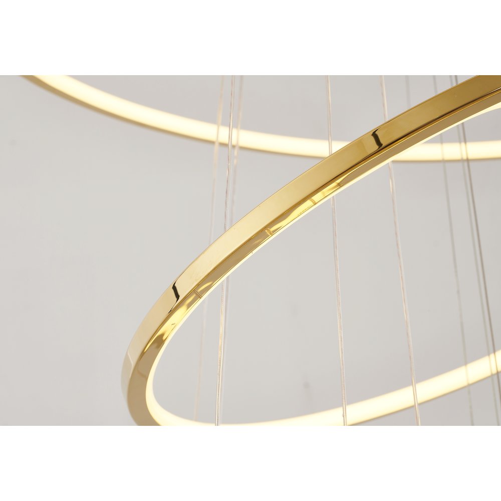6-Light Shiny Gold Aluminum LED Chandelier With White Acrylic Diffusers