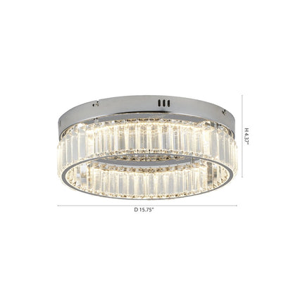 1-Light Chrome Dimmable LED Flush Mount With Clear Crystals