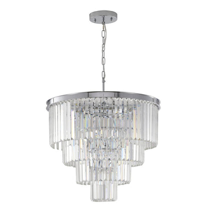 12-Light Chrome Chandelier With Clear Hanging Crystal