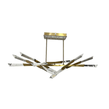 12-Light Dimmable Satin Brass LED Chandelier With Clear Snowflake Crystals