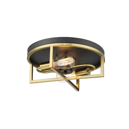 2-Light Black And Gold Cage Flush Mount