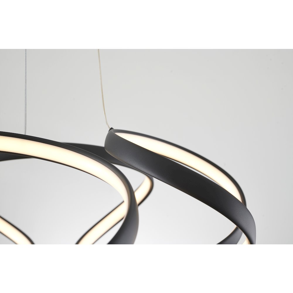 5-Light Matte Black LED Chandelier With White Acrylic Diffusers