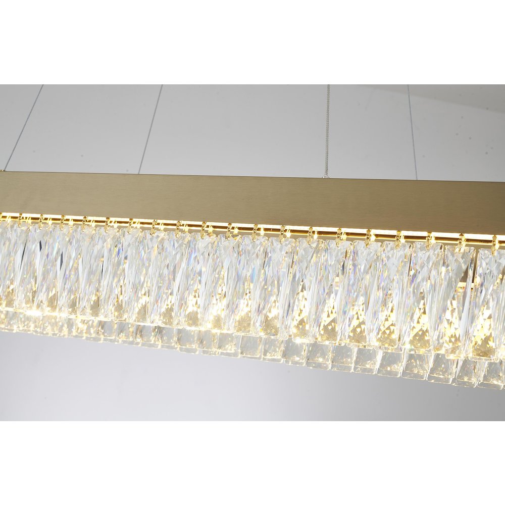 4-Light Gold Hairline LED Chandelier With Clear Crystals