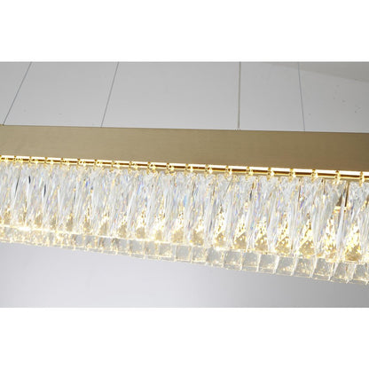 4-Light Gold Hairline LED Chandelier With Clear Crystals