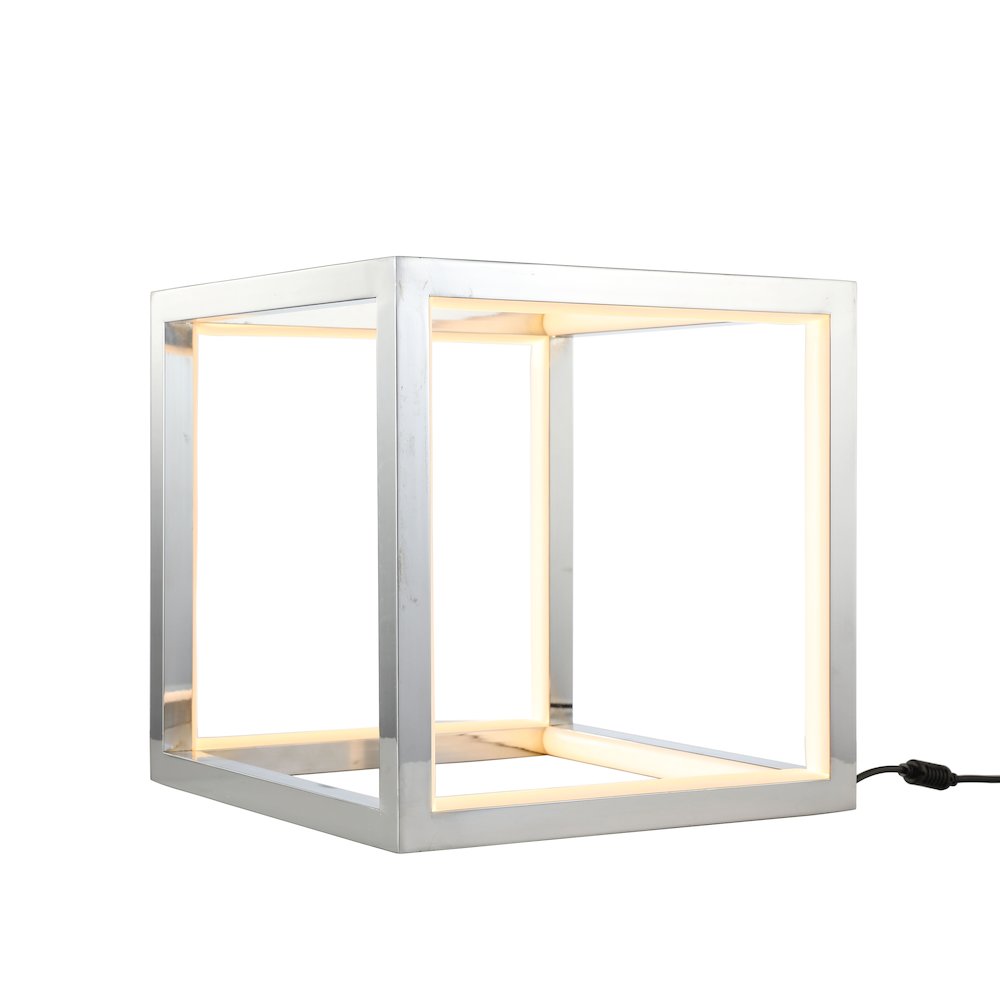 12-Light Nickel LED Box Table Lamp With White Silicone Diffuser