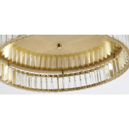 1-Light Brass Dimmable LED Flush Mount With Clear Crystals