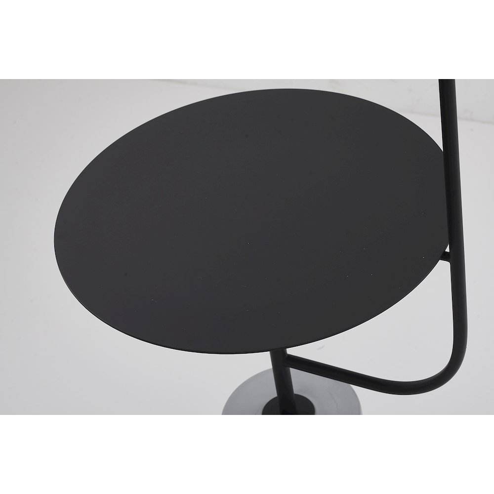 1-Light Matte Black Floor Lamp With A White Marble Base