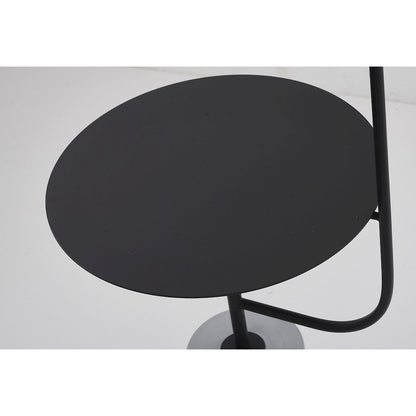 1-Light Matte Black Floor Lamp With A White Marble Base