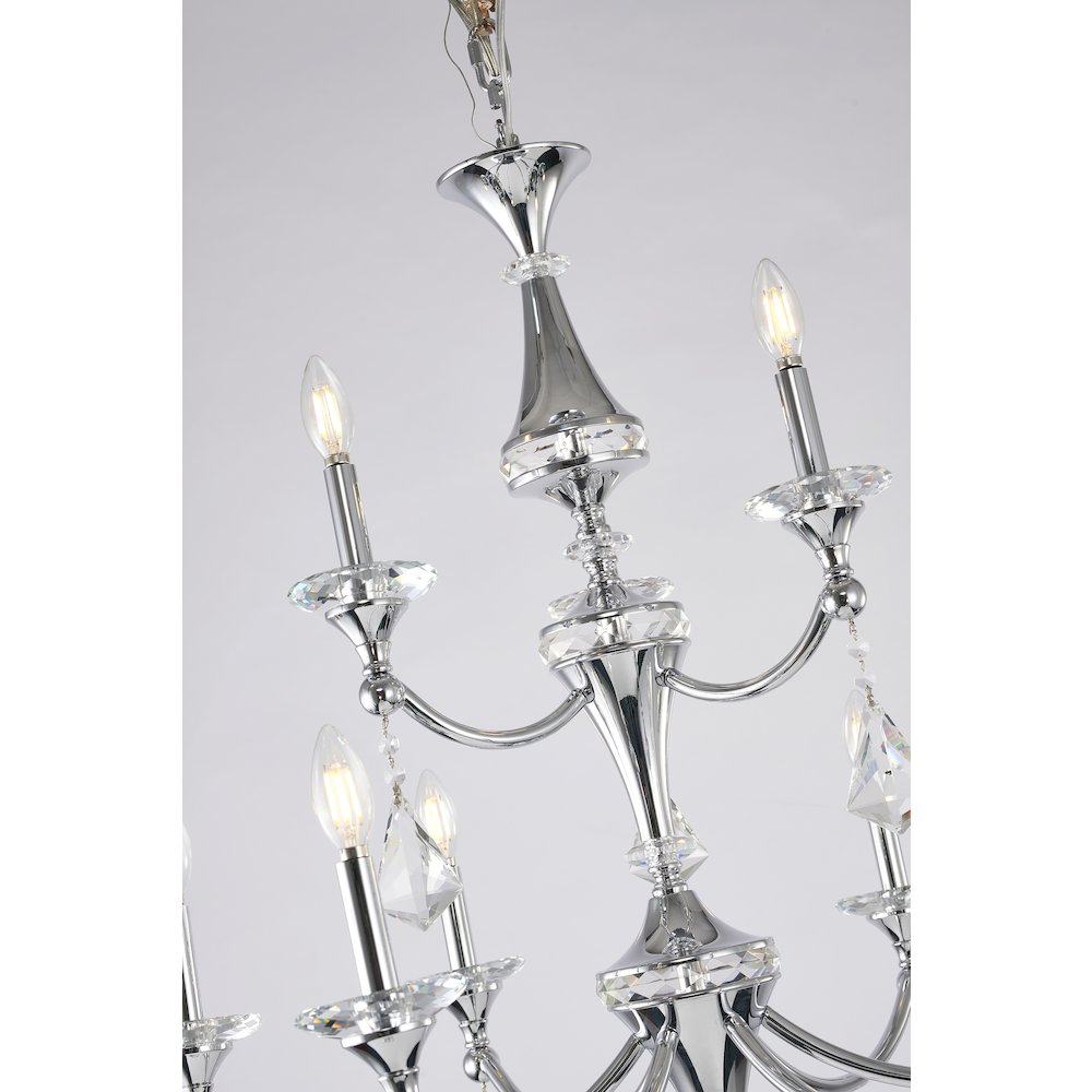 9-Light Chrome Chandelier With Clear And Champagne Crystals