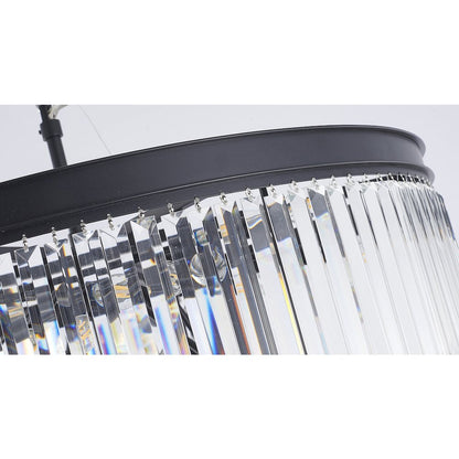 34-Light 7-Tier Black Chandelier With Clear Crystals