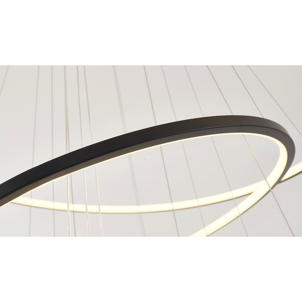 6-Light Matte Black Aluminum LED Chandelier With White Acrylic Diffusers