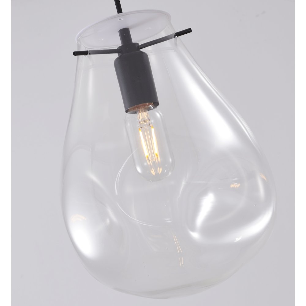 1-Light Black Single Pendant With A Clear Glass Shade