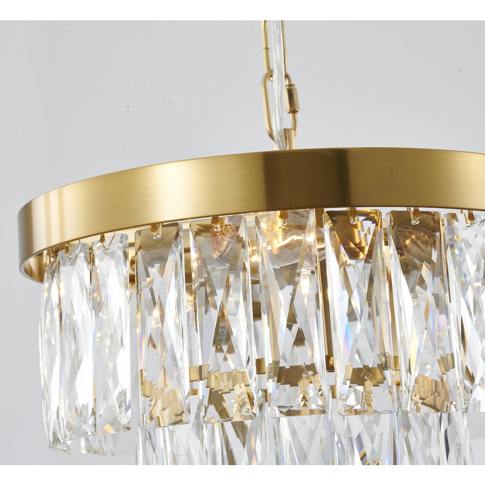 3-Light Gold Metal Chandelier With Clear Crystals