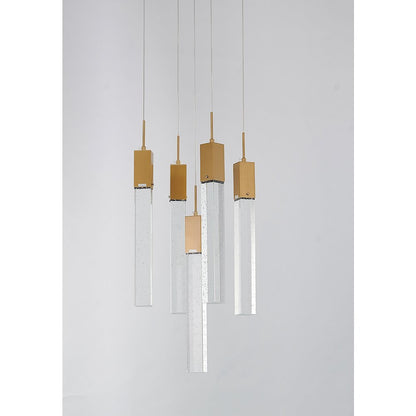 5-Light Gold Chandelier With A Clear Bubble Crystal