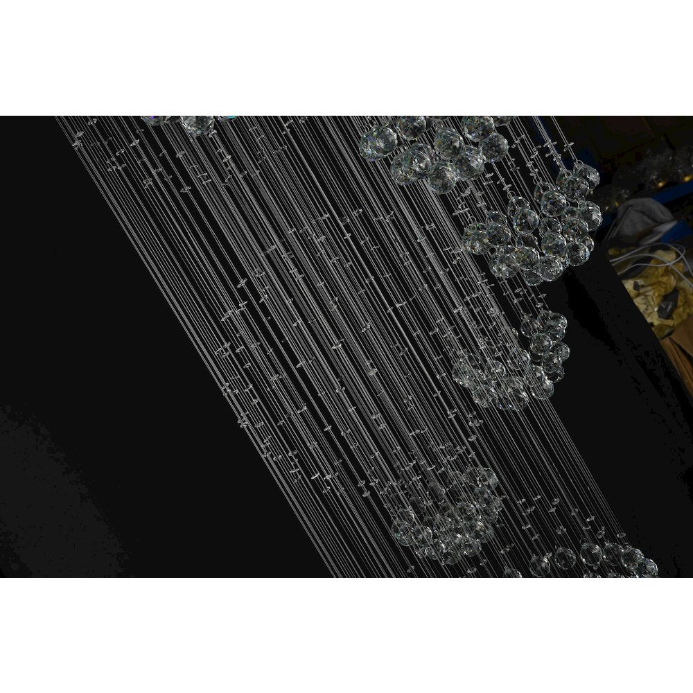 16-Light Chrome Chandelier With Clear Hanging Crystals And Beads