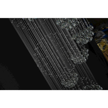 16-Light Chrome Chandelier With Clear Hanging Crystals And Beads