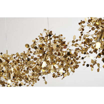 12-Light Gold Island Lighting With Sparkle Confetti Pendants