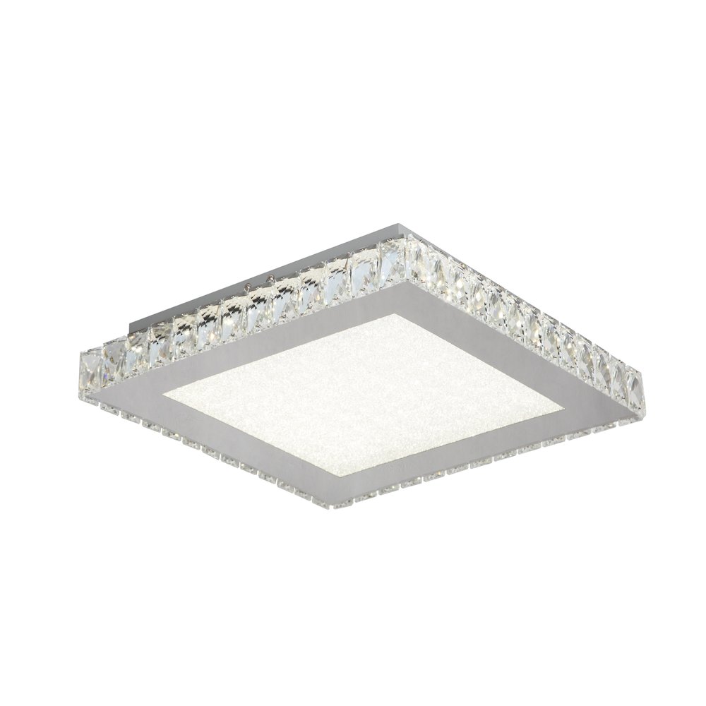 1-Light Chrome LED Chandelier With Clear Crystals