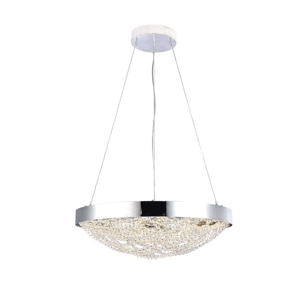 18-Light Chrome Dimmable LED Chandelier With Clear Crystal Beading