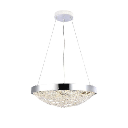 18-Light Chrome Dimmable LED Chandelier With Clear Crystal Beading
