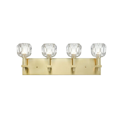 4-Light Gold Wall Sconce With Clear Crystal Shades