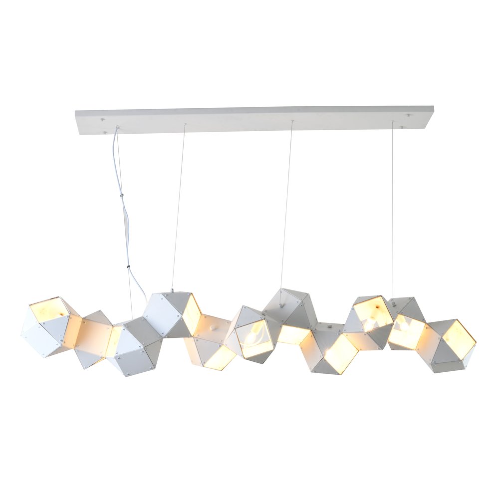 11-Light White Exterior And Interior Geometric Block Chandelier
