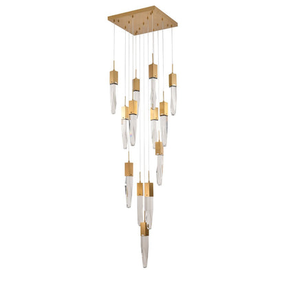13-Light Gold Chandelier With A Clear iceberg bubble Crystal
