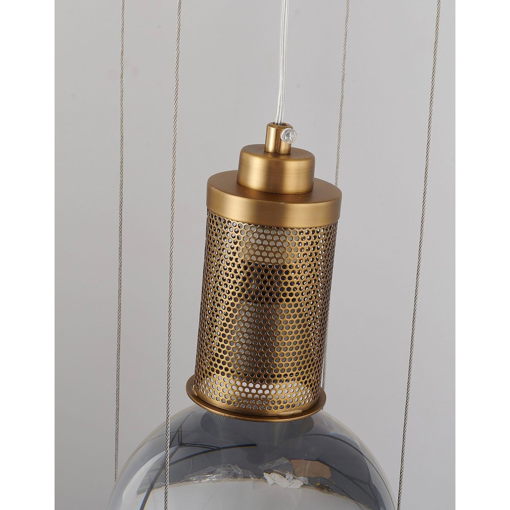 1-Light Antique Brass Metal Single Pendant With A Clear Crystal Ball