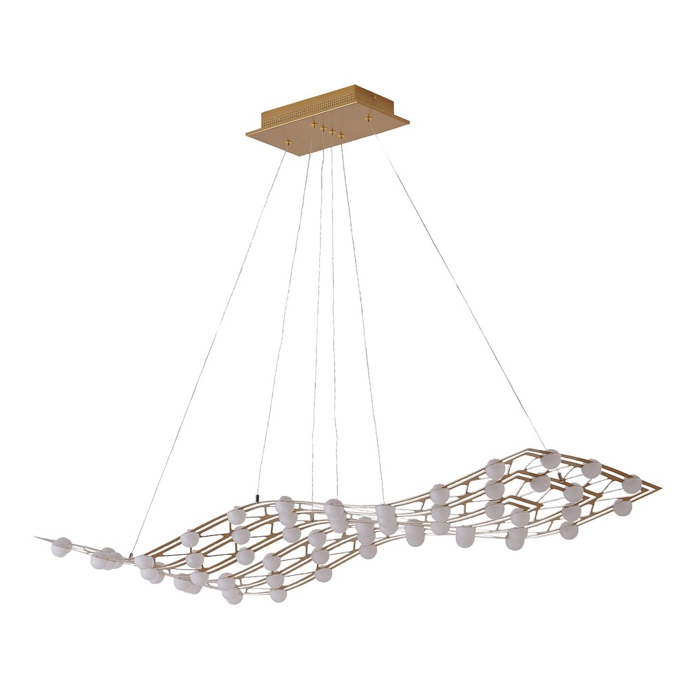 57-Light Gold Dimmable LED Chandelier With White Acrylic Diffusers