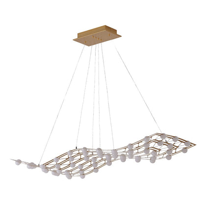 57-Light Gold Dimmable LED Chandelier With White Acrylic Diffusers