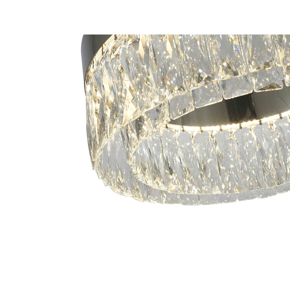 1-Light Chrome LED Chandelier With Clear Crystal Accents