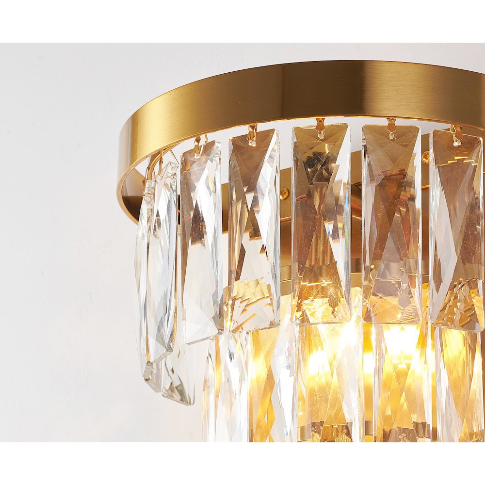 3-Light Brass Wall Sconce With Clear Hanging Crystals