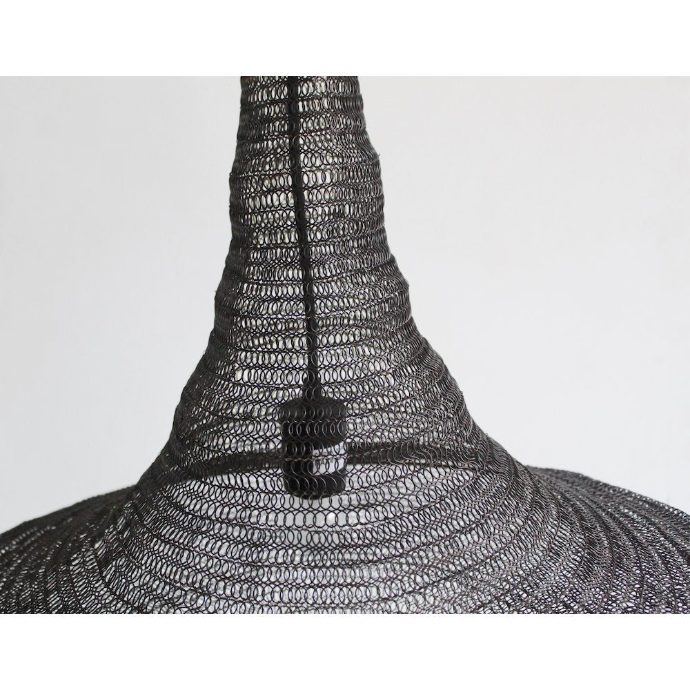 1-Light Satin Black Pendant With A Chain Basket Shade