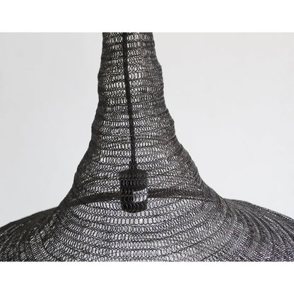 1-Light Satin Black Pendant With A Chain Basket Shade