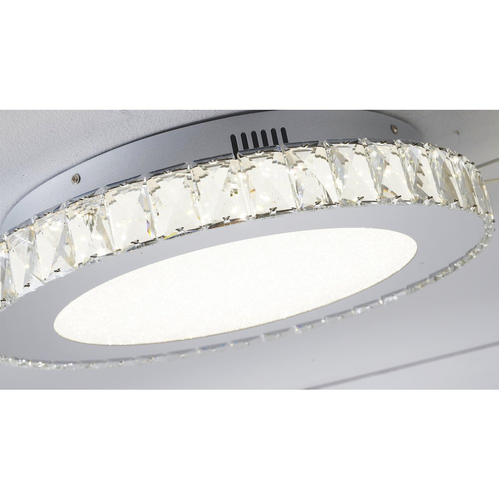 1-Light Chrome LED Chandelier With Clear Crystals