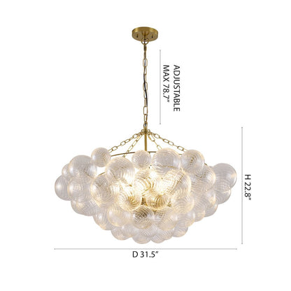 12-Light Brass Chandelier With Clear Swirl Glass Accents