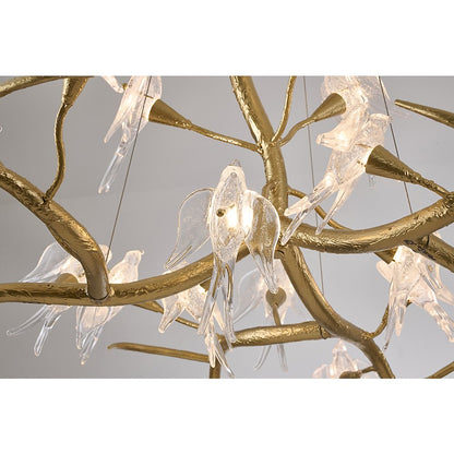 18-Light Gold Aluminum Chandelier With Clear Glass